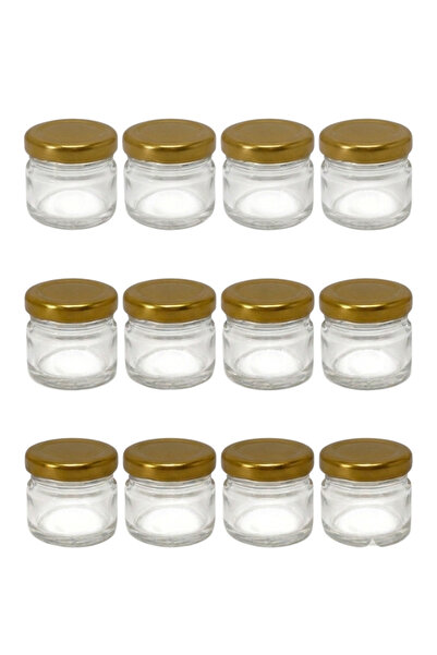 Generic Set of 12 Mini Glass Jars 33ml - Champagne Gold Lid - For Honey Weddi...