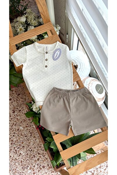 Happy Moon Bebek kıyafetleri unisex yazlık takım kısa kol tshirt şort üst alt...