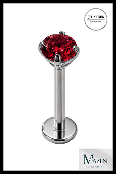 MAZEN 8 mm Bar Uzunluğu 3 mm Taşlı Cerrahi Çelik Piercing Tragus Helix Labret...