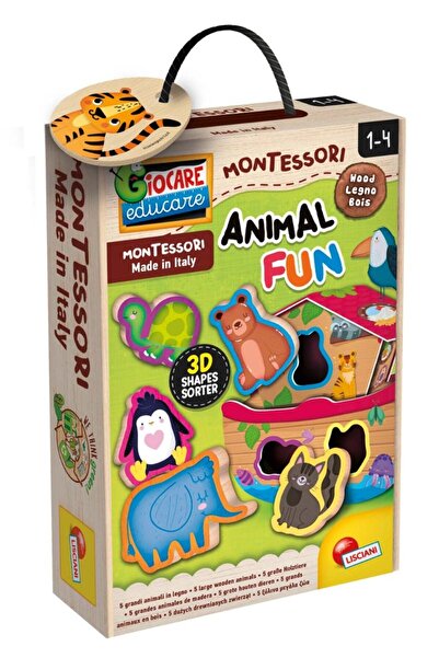 Lisciani Puzzle din lemn, Lisciani, Baby Montessori, Animale, 5 piese
