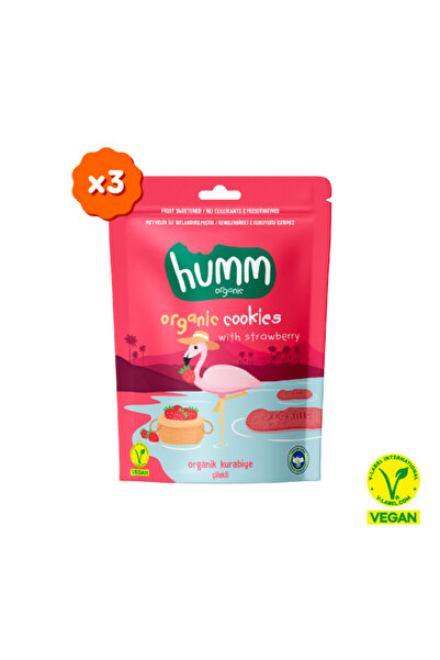 Humm Organic Organik Vegan Çilekli Kurabiye - 3 Adet