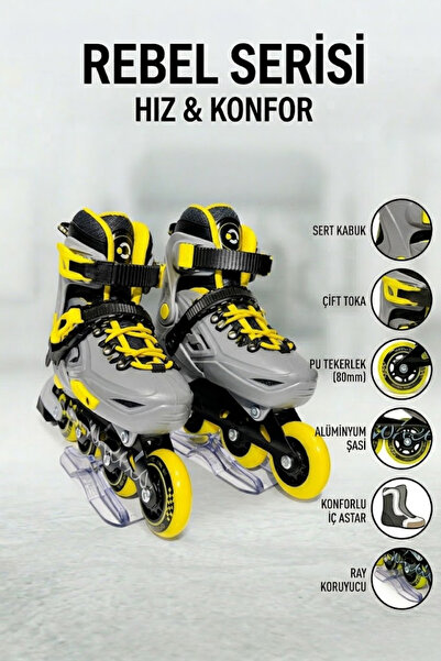 Cool Wheels Rebel Serisi Profesyonel Sert Kabuk Kutulu Paten - Çift Kilitli Alüminyum Şasi Canlı Renkler