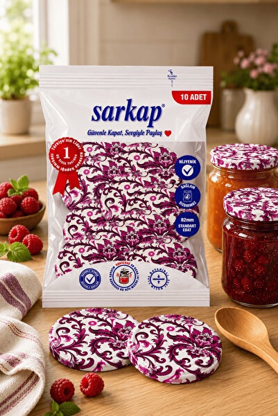 Sarkap Hijyenik Paketli 10'lu 82 mm Kapak - Çini Çiçek Seri - Mor