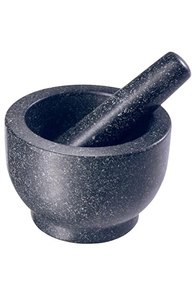 Gourmeo Mojar și pistil, din granit, adâncime 7cm, negru, set pentru condimen...