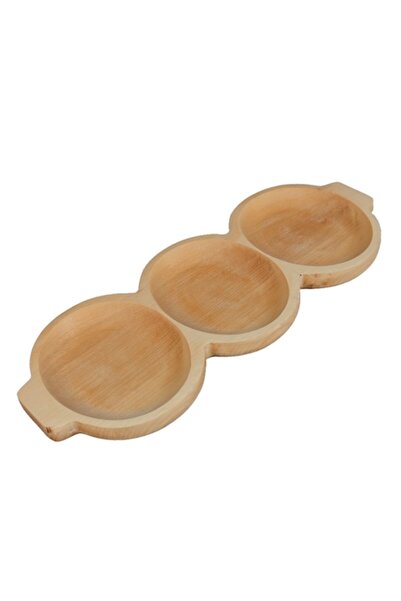 LimArt Platou de servire din lemn, cu 3 compartimente, 39x15 cm, rustic