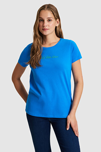 U.S. Polo Assn. Kadın Kobalt Mavi Basic Tişört 50323450-VR077