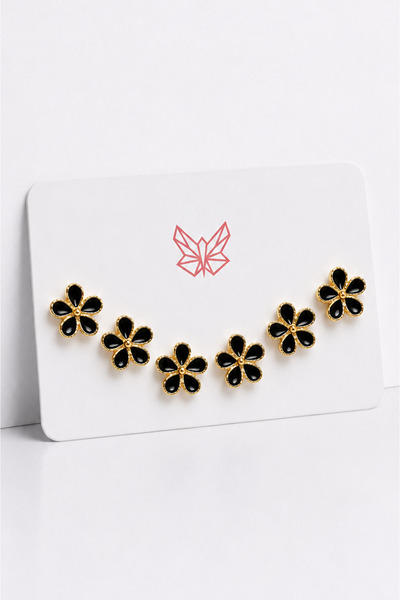MakeWell Star Butterfly Flower Figured Pierced Earrings – Gold Color Look Min...