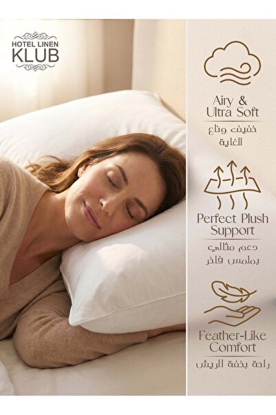Hotel Linen Klub 2PC 100% Goose Feather Pillow with Single Piping 50x70 cm | 233 TC Cotton Shell | Premium Cotton Comfort with Plush Filling, 1000g