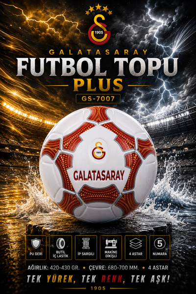 AVESSA Lisanslı GS-7007 Galatasaray Futbol Topu Plus - Dayanıklı PU Deri - 4 ...