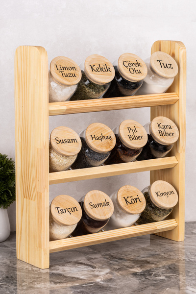 dnshome 12 Piece Glass Spice Rack Set Modern Layered Organizer Set with Label...