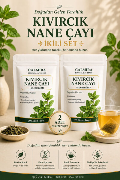 CALMİRA Kıvırcık Nane Çayı 20 Süzen Poşet Çay 2li Set | Spearmint Tea