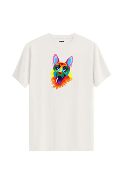 Colermi Colorful Rex German Shepherd Dog Printed T-Shirt