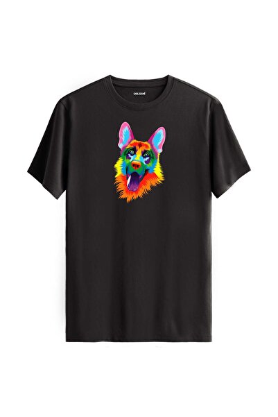 Colermi Colorful Rex German Shepherd Dog Printed T-Shirt