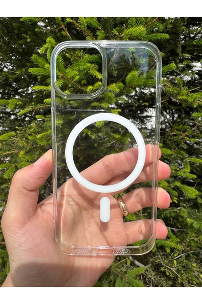 Deppo Trend iPhone 13 Uyumlu Kılıf İnce Sert Sararmaz Magsafe Kamera Kenarı Korumalı Şeffaf Dayanıklı Arka Kapak