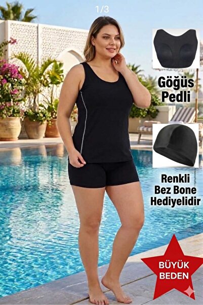 aykum Büyük Beden TANKİNİ Mikrolu Likra ( İç Kısmına Dikili Göğüs Ped Mevcut)...