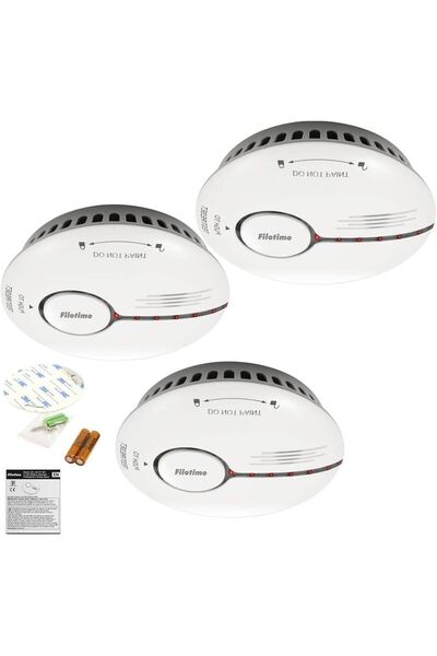OEM Senzor de fum optic cu LED Alarm Set de 3 bucăți Alarmă sonoră 125x35 mm Alb
