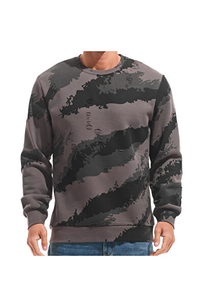 OEM Hanorac polar pentru bărbați tip Crewneck casual, căptușit, moro camuflaj...
