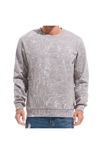 OEM Hanorac Bărbați din Polar Crewneck Casual Călduros Căptușit Culoare Gri 3XL