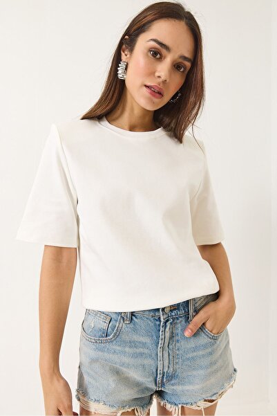 Hiccup Tricou simplu cu guler rotund din bumbac, Bianco Lucci