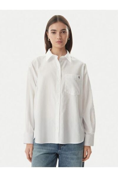 Calvin Klein BEYAZ LOGOLU BASKILI KADIN GÖMLEK