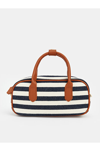 LC Waikiki Striped Patterned Canvas Women's Shoulder Bag