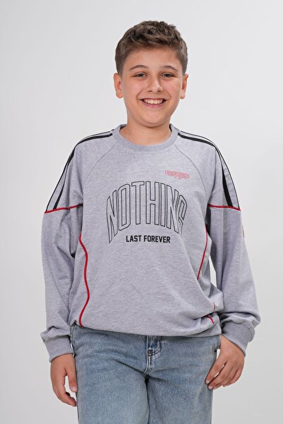 HayKids Boys' Black / Cream "Nothing" Printed Comfortable Fit Crew Neck Sweat...