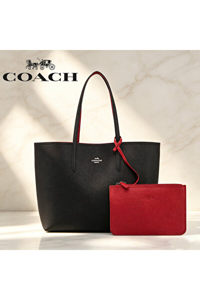 By Coach حقيبة يد نسائية كبيرة السعة ذات وجهين، حقيبة كتف، حقيبة كروس بودي، ح...