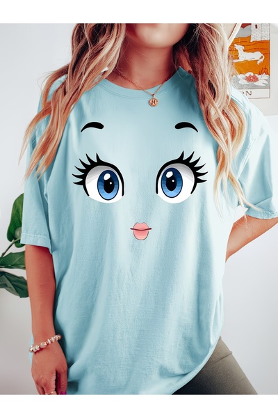 Generic Brand Tricou oversize cu imprimeu amuzant Big-Eye pentru femei, lejer