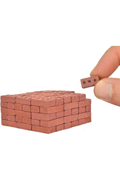 Arabest 100-Pack Real Mini Red Bricks, 1/12 Scale Miniature Construction Toy ...