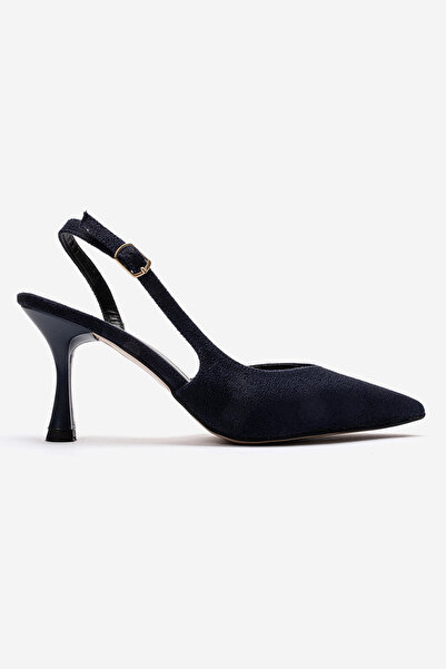 Lizzu Women's Pointed Toe Open Back 8 cm Goblet Heeled Shoes Hary