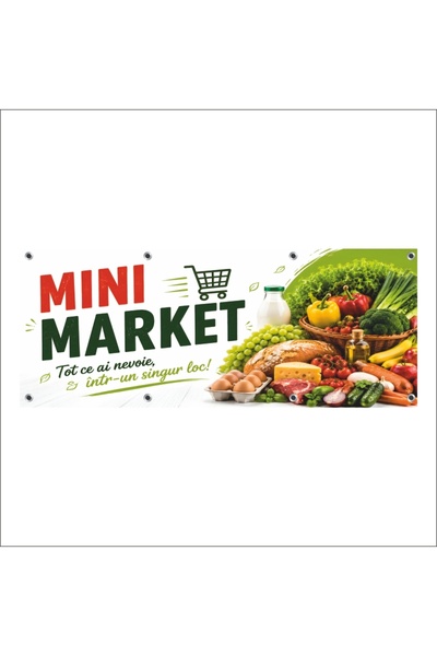 media Banner MEDIA, "Mini market" model3, 250 x 100 cm, de exterior