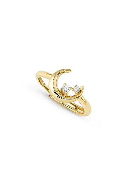 NOMİNATİON DREAMS 925 Ayar Gümüş Zirkon Taşlı Ay Detaylı Gold Yüzük GOLD