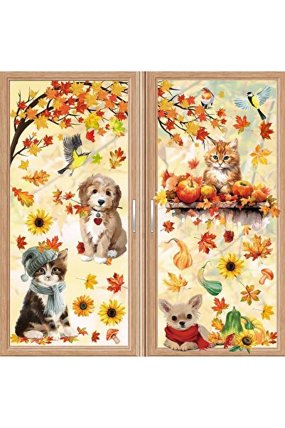 OEM Decorațiuni de toamnă pentru ferestre, Set de 101 autocolante reutilizabi...