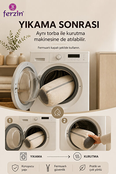 Ferzin 2 ADET Ayakkabı Yıkama Çantası Özel Mikrofiber Makarna Kumaş Fermuarlı Büyük Boy