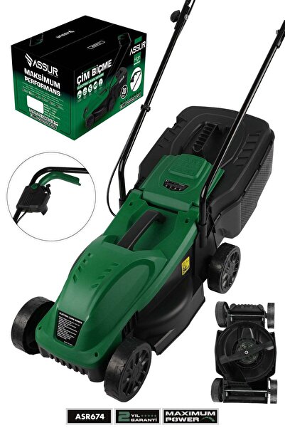 ASSUR 1200W 30L Toplama Torbalı Elektrikli Çim Biçme Makinesi