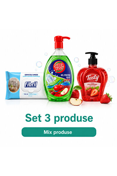 Fibril Kit Bucatarie, Set 3 Produse: Servetele XL White Soap, Detergent Vase ...