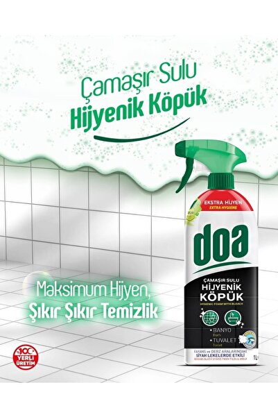 Doa Çamaşır Sulu Hijyenik Köpük Fayans ve Derz Temizleyici Ekstra Hijyen 1 Lt x 3 Adet