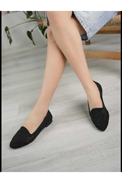 BYBERO Wicker Knitted Ballet Flats