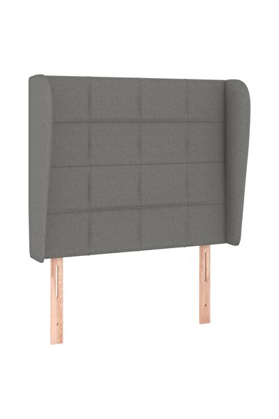 vidaxl Tăblie de pat cu aripioare gri închis 83x23x118/128 cm textil