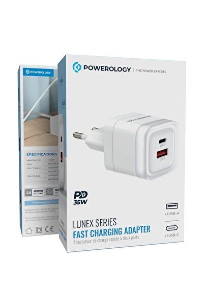 Powerology Lunex Series Fast Charging Adapter PD 35W White