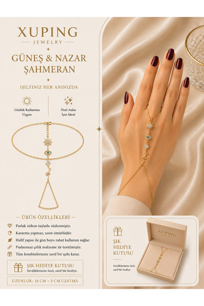 xUPING BURCU JEWELRY Güneş, Nazar ve Yılan Detaylı Şahmeran