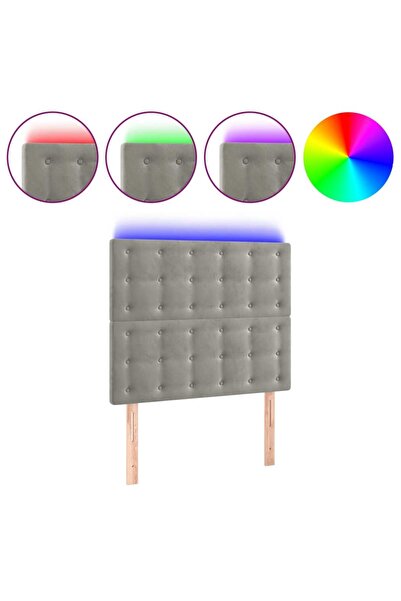 vidaxl Tăblie de pat cu LED, gri deschis, 90x5x118/128 cm, catifea