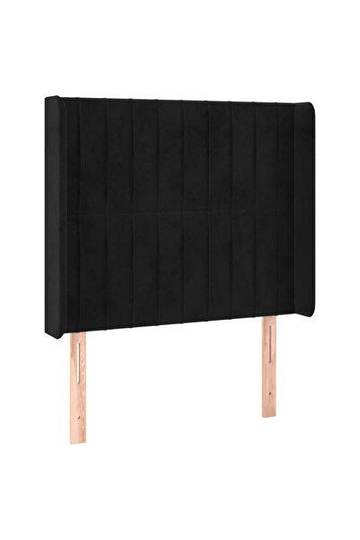 vidaxl Tăblie de pat cu aripioare, negru, 83x16x118/128 cm, catifea