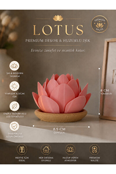 zulya Lotus Mumluk LED Işıklı Dekoratif Masa Üstü Biblo | Modern Minimalist P...