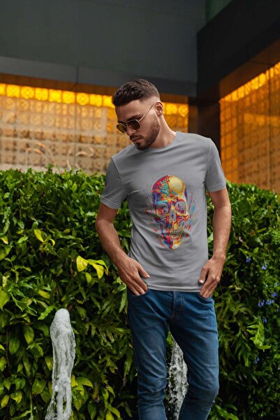iLovePrints Abstract Colorful Skull Artwork Tshirt