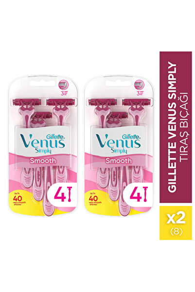 Gillette Venus Simply Venus 3 Kullan At Tıraş Bıçağı 4'lü x 2 Adet
