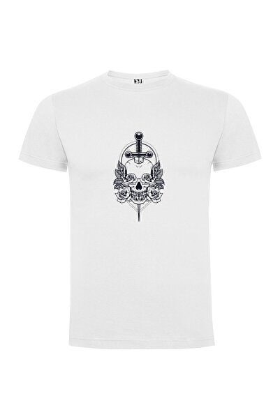 iLovePrints Roses & Swords Skull Tshirt
