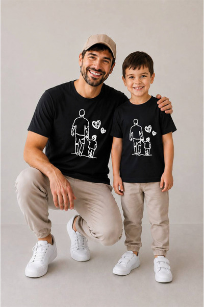 genosha Baba Oğul Kombin TEKLİ SATILIR 100% Pamuk Oversize T-shirt Babalar Gü...