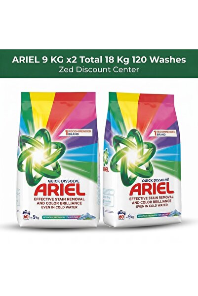 Ariel Detergent de rufe Montain Breeze pentru haine colorate 9kg. Pachet x2 -...