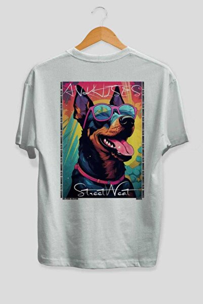 Ankhises Tricou supradimensionat alb cu imprimeu câinele "For Dog Lovers 15",...